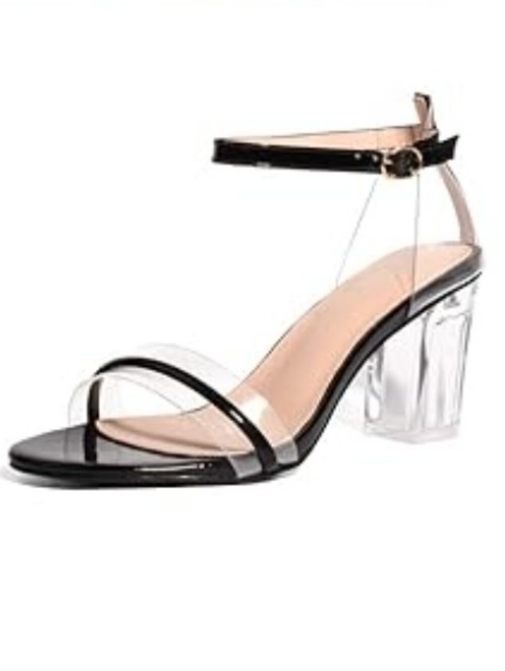 Oriplla Clear Block Heel Ankle-Strap Sandals in Blacksize 7.5